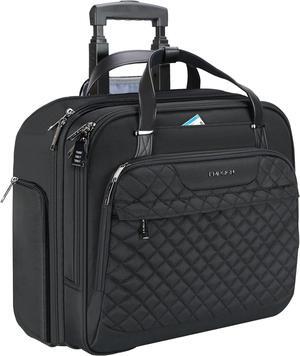 Rolling Laptop Bag Women with Wheels, Rolling Briefcase for Women Fits Up to 15.6 Inch Laptop Briefcase on Wheels, Water-Repellent Overnight Rolling Computer Bag with RFID Pockets, Black
