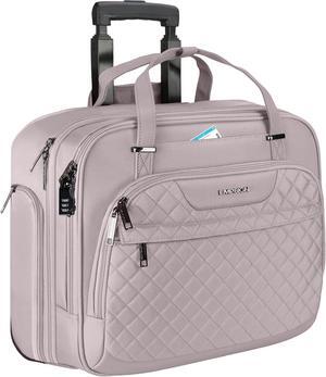 Rolling Laptop Bag Women with Wheels, Rolling Briefcase for Women Fits Up to 15.6 Inch Laptop Briefcase on Wheels, Water-Repellent Overnight Rolling Computer Bag with RFID Pockets, Pink
