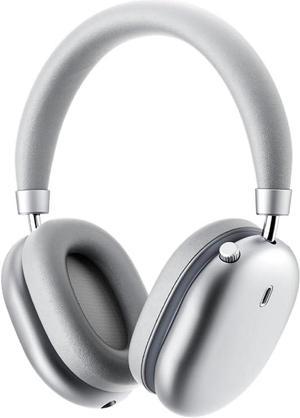 Adaptive Active Noise Cancelling Headphones, Wired/Wireless Bluetooth 5.4 Headset, 140H Playtime,Transparent Mode, Deep Bass, Multi-Point Connectivity, for Travel, Home Office (Silver)