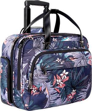 Rolling Laptop Case for Women, Premium Rolling Travel Bag Fits Up to 15.6 Inch Laptop Carry on Briefcase Water-Proof Overnight Rolling Computer Bags with RFID Pockets