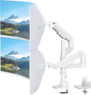 17-49 inch Premium Aluminum Heavy Duty Dual Monitor Arm for Ultrawide Screens up to 44lbs, Vertical Stacked Dual Monitor Desk Mount, Full Motion Dual Vertical Monitor Mount, VESA 75/100,White