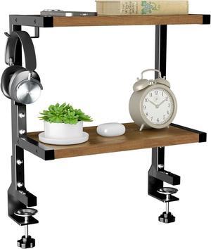 Desk Shelf Clamp-On Above or Under - 15 inch Clamp Desktop Shelf, Over or Under Table Clamp Shelf, Desk Organizer Shelf for Office Accessories, Gaming Devices