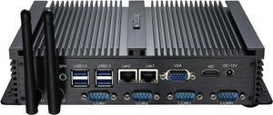Mini PC, Fanless Industrial PC, i5 Dual Core CPU, 8GB RAM, 128GB SSD, 2xNICs, 4xUSB 3.0, 4xCOM RS232, HD Port, Metal Case, W-11 Pro
