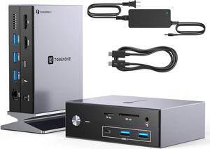 Thunderbolt 4 Dock with Power Adapter, Thunderbolt Certified, Dual/Triple 4K@60Hz Monitor Docking Station for Windows, Mac, and Chrome (40Gbps, HDMI, DP, 6xUSB Ports, SD/TF 4.0)