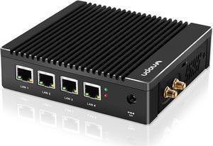 Micro Firewall Appliance in-tel N3700 Quad Core, Fanless Mini PC 4 in-tel 2.5GbE i225 LAN Ports 8GB RAM DDR3 128GB mSATA SSD, Network Gateway Soft Router PC, Support AES NI/WiFi