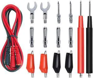 Premium 16-in-1 Multimeter Test Leads Kit, Replaceable Silicone Jumper Wires with Electronical Alligator Clips Probes, Banana Plug, Power Testing Needle for Electronics, Circuit Connection, Experiment