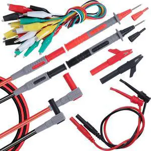 18Pcs Soft Silicone Electrician Test Leads Kit CAT III 1000V & CAT IV 600V with Alligator Clips and Needle Probe,5 colors Jumper Wires and Back Probe Pins for Multimeter Electronic Clamp Meter