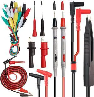 19Pcs Electrical Multimeter Test Leads Set with Alligator Clips Test Hook Test Probes Lead Professional,5 Colors Jumper Wires Kit 1000V 10A CAT.II