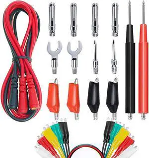 Multimeter Leads, Premium 16-in-1 Multimeter Leads Kit, 10 Pcs Alligator Clips with Wires for Power Testing Needle for Electronics, Banana Plug, Circuit Connection, Experiment