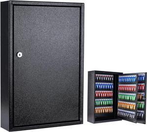 Key Box Wall Mount 200 Position Metal Locking Key Cabinet Organizer with Key Tags Key Safe Security Storage Lockbox Holder for Valets, Hotels, Car and House Keys, Key Keeper Box - Black