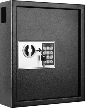 Electronic 60-Key Cabinet Wall-Mounted Digital Key Safe, Key Lock Box, Large Security Key Box for Keys Holder, Heavy-Duty Combination Lock Storage Box, 14.3'' X 12'' X3.94'' (Black, 60 Keys)