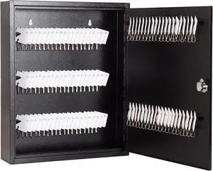Key Box Wall Mount 100 Position Metal Valet Key Cabinet Lock Box with Key Tags, Key Holder Lockbox Key Organizer Safe Storage Locker Box, Black, 14" x 3.15" x 17.13"