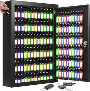 150 Keys Cabinet Organizer Wall Mount, Heavy Duty Key Lock Box with Key Hooks & 150 Tags Key Labels, Security Lockbox for Valets, Hotels, Car, Office Key Management & Storage