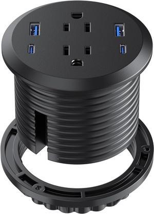 Desktop Power Grommet,40W Fast Charging Station,2 AC Outlets,4 USB Ports in to The Top of Your Desk,Flush Mount Power Grommet 3-inch Hole,Countertop Recessed Outlet,2 PD 20W USB C Ports - 2PACK
