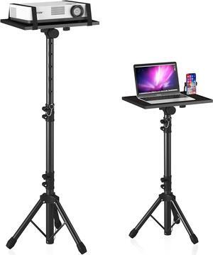 Projector Stand Tripod from 23" to 46", Laptop Tripod Stand Height Adjustable with Gooseneck Phone Holder, Laptop Floor Stand for Office, Home, Stage, Studio, DJ Racks Holder Mount