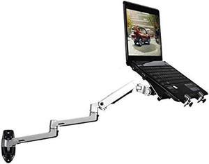 Wall Mount Laptop Holder Ultra Long Arm Aluminum Mechanical Spring Full Motion Laptop Mount Arm Monitor Holder Lapdesk (Silver)