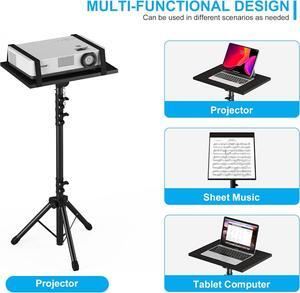 Projector Stand Tripod, Laptop Tripod Stand Adjustable Height from 23.5 to 63.5 inches with Gooseneck Phone Holder, Laptop Floor Stand for Office, Home, Stage, Studio, DJ Racks Holder Mount