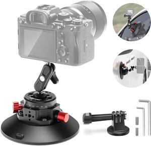 6"/15.2cm Camera Suction Cup Mount with Ball Head Magic Arm, Metal Suction Cup Mount on Car Windshield Dash for Camera/Action Camera/Phone Holder, with 1/4" & 3/8" Mounting Holes for ARRI