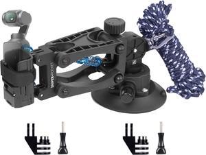 For Osmo Pocket 3 Car Mount, Blade Arm Suction Cup Shock Absorbing Car Shooting System with Safety Harness Compatible with DJI Osmo Pocket/Gopro Action Camera