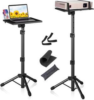 Projector Stand Tripod From 23.5" to 46.5" Adjustable Height, Laptop Tripod Stand with Gooseneck Phone Holder, Laptop Floor Stand for Office, Home, Stage, Studio Holder