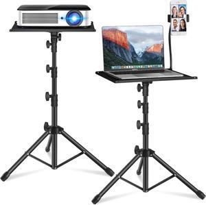 Projector Stand,Laptop Tripod Stand Adjustable Height up to 47.2 Inch with Gooseneck Phone Holder, Portable for Outdoor Movies-Detachable Computer DJ Racks Holder Mount