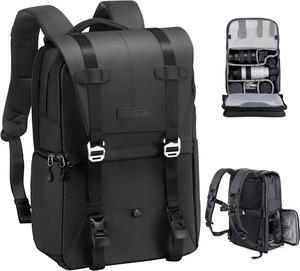 Camera Backpack, Camera Bags for Photographers Large Capacity Camera Case with Raincover,15-15.6 Inch Laptop Compartment Compatible for Canon/Nikon/Sony/DJI Mavic Drone(Backpack 20L) Black