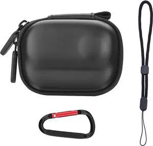 Small Carrying Case for Insta360 GO 3/GO 3S, PU Hard Shell Lens Cover Protection Storage Bag,Mini Travel Portable Bag with Carabiner&Wrist Strap Action Camera Accessories(Black)