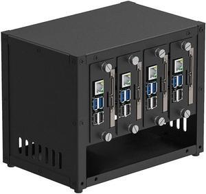Upgraded Complete Enclosure for Raspberry Pi Cluster, Compatible with Pi 5, 4B, 3B+/3B, and Other B Models, House Up to 4×2.5" SSD, Support PoE/PoE+ HAT and Switch, 2 Cooling Fans