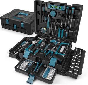 379-PCs Home Tool Kit - Portable Complete Household and Auto Repair Tool Set - Hand General Basic Tool Box Storage Case with Drawer - Full Basic Toolkit for Handyman & Diyer & Homeowner