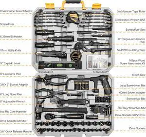 218-Piece General Household Hand Tool kit, Professional Auto Repair Tool Set for Homeowner, General Household Hand Tool Set with Plier, Screwdriver Set, Socket Set, with Portable Storage Case