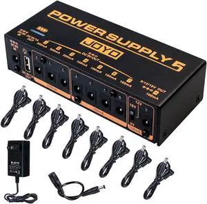 Built-in 4400mAh Rechargeable Battery Guitar Effect Pedal Power Supply 8 Outputs 9V 12V 18V (100mA, 500mA) Jacks & 5V/1A USB Port (JP-05)