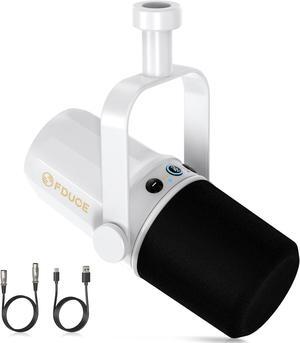 SL40 Dynamic Microphone for Podcasting, Gaming, Live Streaming & Recording, Built-in Headphone Output, LED Mute Button, All Metal USB/XLR, Voice-Isolating Technology(White)