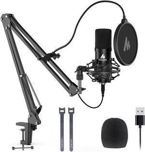 USB Microphone,  192KHZ/24Bit Plug & Play PC Computer Podcast Condenser Cardioid Metal Mic Kit with Professional Sound Chipset for Recording, Gaming, Singing, YouTube (AU-A04)