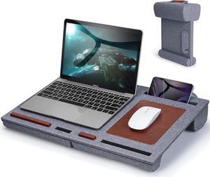 Lap Desk - Fits up to 15.6 inch Laptop Desk, Built in Mouse Pad Portable Lap Stand Lightweight Laptop Table with Phone Holder, Laptop Stand for Bed Sofa Home Office, Grey