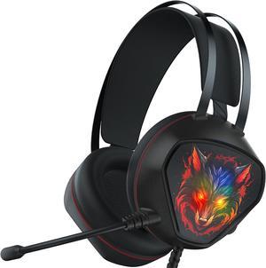 Gaming Headset for Xbox Series X/S, Xbox One, PS5, PS4, PC with 7.1 Surround Sound, Wired Gaming Headphone with Noise Cancelling Mic, Dynamic RGB Light for Xbox Controller, Switch (BlackRed)