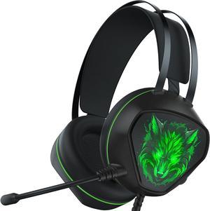 Gaming Headset for Xbox Series X/S, Xbox One, PS5, PS4, PC with 7.1 Surround Sound, Wired Gaming Headphone with Noise Cancelling Mic, Dynamic RGB Light for Xbox Controller, Switch (Black Green)