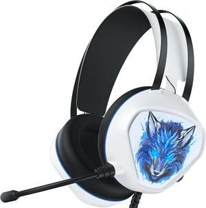 Gaming Headsets for PS5, PS4, Xbox Series X/S, Xbox One, PC, with 7.1 Surround Sound, Wired Gaming Headphones with Noise Cancelling Mic, Dynamic RGB Light for PlayStation 5, Switch (White)