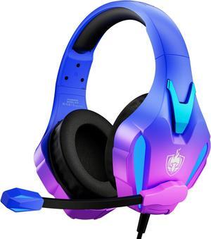 PS4 Gaming Headset for PC, PS5, Xbox Headset with 7.1 Stereo Sound, Over Ear Gaming Headphones for Switch, Mobile PS4 with Noise Cancelling Mic, LED Light (Violet)