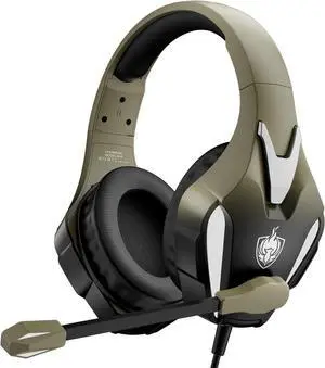 PS4 Gaming Headset for PC, PS5, Xbox Headset with 7.1 Stereo Sound, Over Ear Gaming Headphones for Switch, Mobile PS4 with Noise Cancelling Mic, LED Light (Gold)