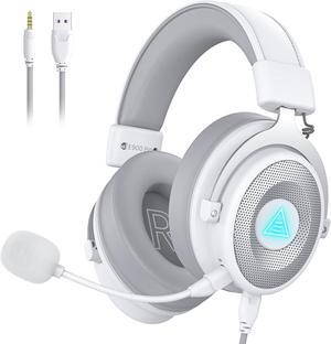 USB Gaming Headset for PC, Computer Headphones with Detachable Noise Cancelling Microphone, 7.1 Surround Sound, 50MM Driver, Wired Headset with Mic for PS4/PS5, Xbox One, Laptop, Work