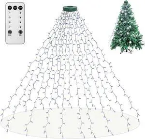 Christmas String Lights for Tree, 400 LEDs Christmas Tree Lights with Memory Function & 8 Modes, 6.6FT x 16 Lines Fairy Lights with Remote Control & Timer for Christmas Tree Decorations - Cold White