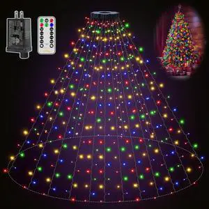 Christmas Tree Lights 400LED 8.2ft*16 strings with Ring, 8 Lighting Modes 3 Timers Dimmable Christmas Lights Indoor with Remote, Waterproof Outdoor Christmas Lights for Xmas Decor (Multicolored)