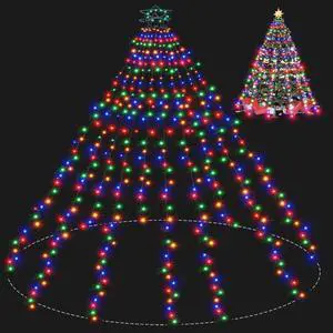 Christmas Tree Lights Christmas Lights Outdoor Indoor 400Led 9.84Ft 10 Lines Christmas Lights with 8 Modes and Timer, Fairy Tree Lights for Wedding Home Party 6Ft - 9Ft Xmas Tree Decor(Multicolor)