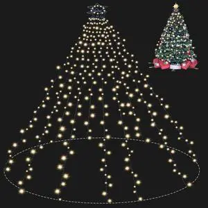 Christmas Tree Lights Christmas Lights Outdoor Indoor 400Led 9.84Ft 10 Lines Christmas Lights with 8 Modes and Timer, Fairy Tree Lights for Wedding Home Party 6Ft - 9Ft Xmas Tree Decor(WarmWhite)