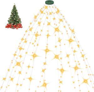 Christmas Tree Lights, 400 LED Christmas Lights with 8 Light Modes & Memory Function, 8.2FT x 16 Lines String Lights with Timing Function for Christmas Decorations - Warm White