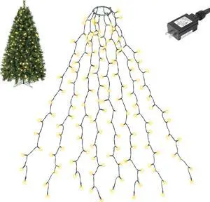 Christmas Tree Lights, 6.6FT x 8 Strands Easy to Install Christmas Lights with 8 Modes Memory Timer Function, 280 LEDs UL Certified Ultra-Bright Fairy Lights for 6ft - 8ft Tree, Warm White