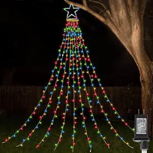 Christmas Outdoor Tree Light,Christmas Decorations Lights with 8 Lighting Modes,Waterfall Christmas Tree Lights for Christmas,Wedding,Party,New Year Gifts(Multicolor)