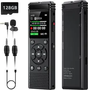 136GB Digital Voice Recorder One Click, Voice Recorder with Playback HD Recording Easy Control, Large Screen 7000 Hours Sound Audio Recorder Recording Tape for Lectures Meeting MP3 Player
