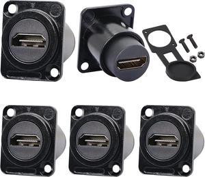 5PCS HDMI Panel Mount Adapter 4K@60Hz,HDMI 2.0 Panel Threaded Fixed Mount Coupler Female to Female for TV Monitor Projector