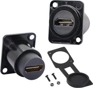 2Pack D-Type HDMI Coupler, HDMI Panel Mount Connector, Female to Female 4K Pass Through Adapter, HDMI Bulkhead Extension 4K 60hz 3D and HDR